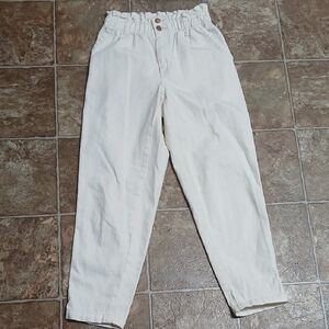 Universal Thread Cream High-Waisted Elastic Waist Pants Size 0